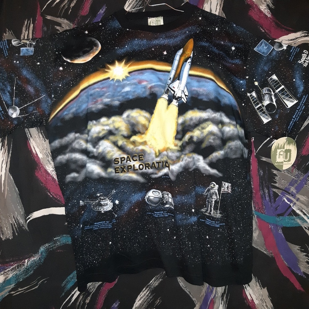 RARE vintage space exploration all over print tee